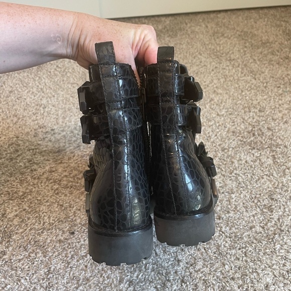 Alexander Wang Frankie leather alligator embossed strappy buckle bootie size 36 - Picture 4 of 10